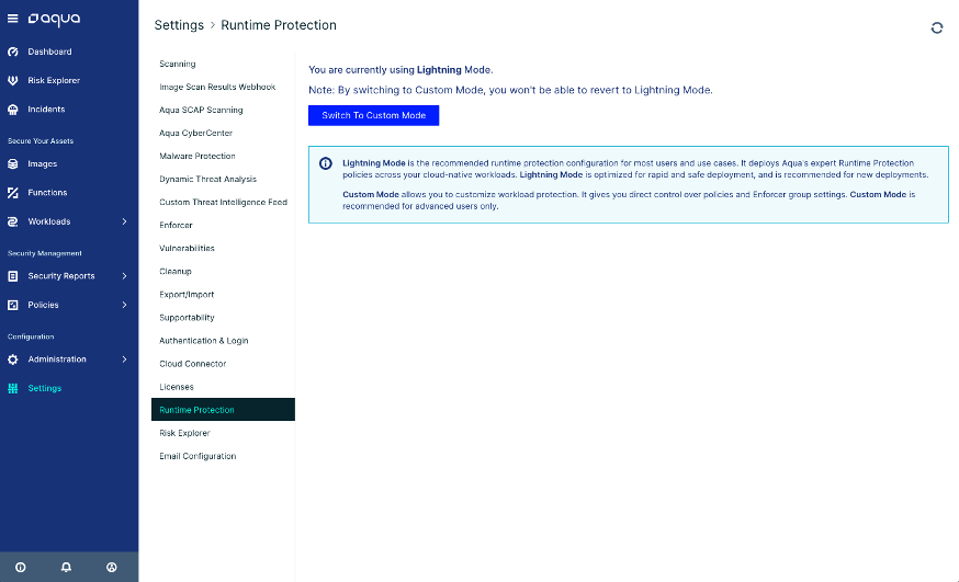 Configuring custom runtime production