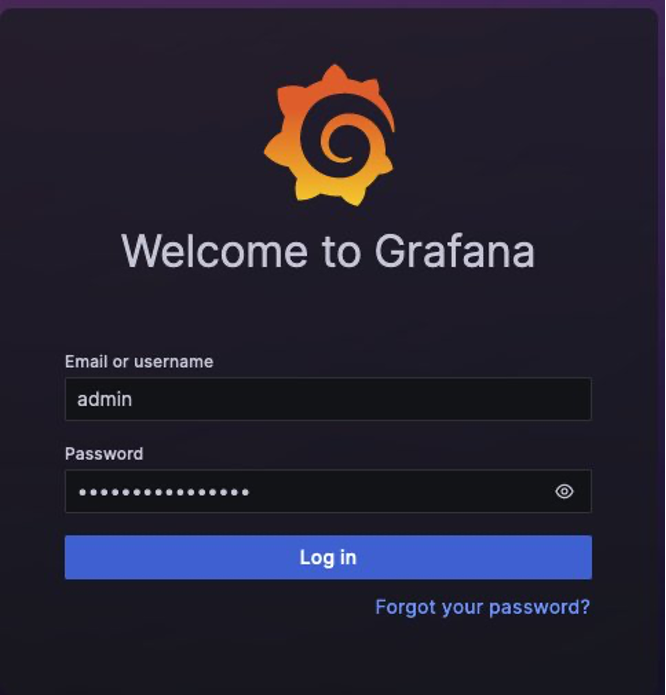 Grafana login screen