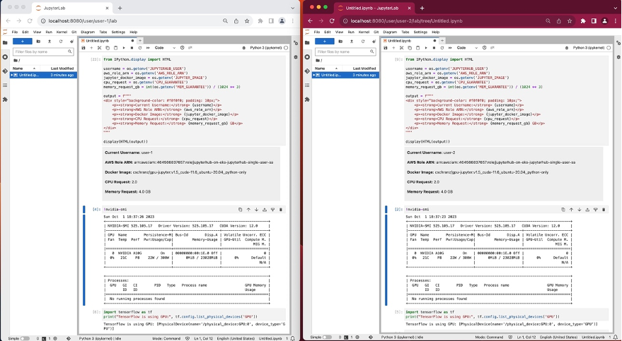 Sample Jupyter Notebook showing GPU validation
