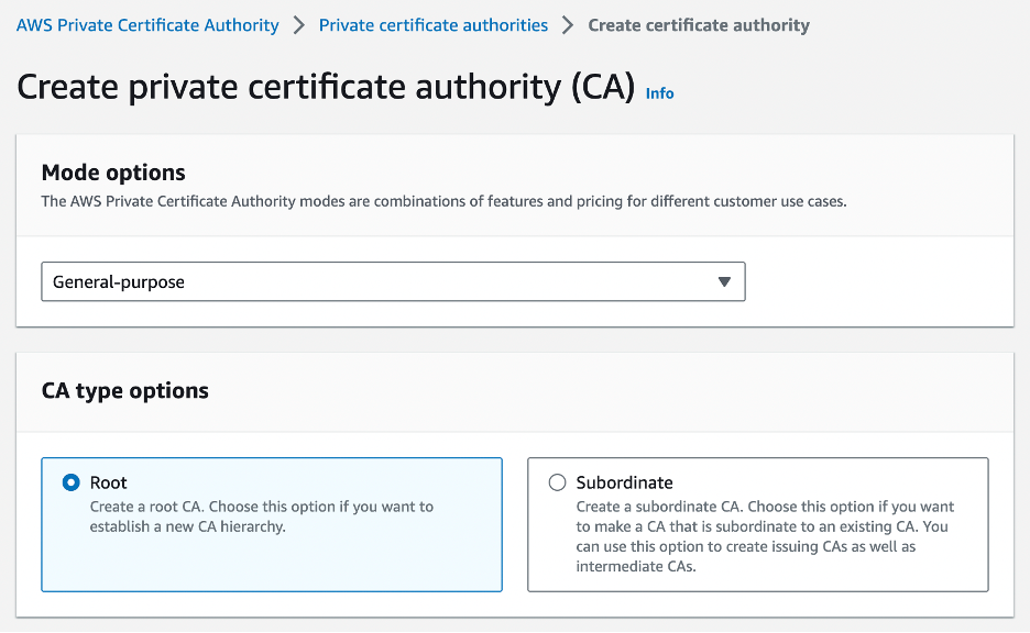 Create Root certificate authority