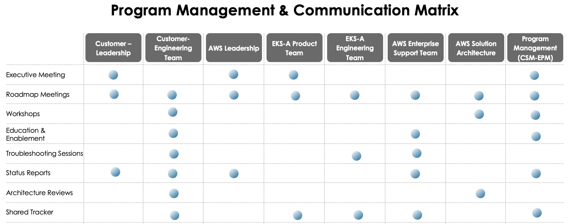 Figure 4: Program management and communication matrix