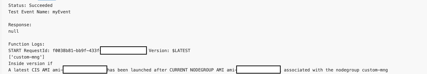 Figure 6: checkNewAMIRelease Lambda execution logs