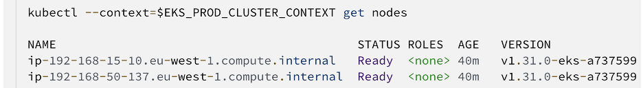Figure 4: Amazon EKS Production cluster worker nodes
