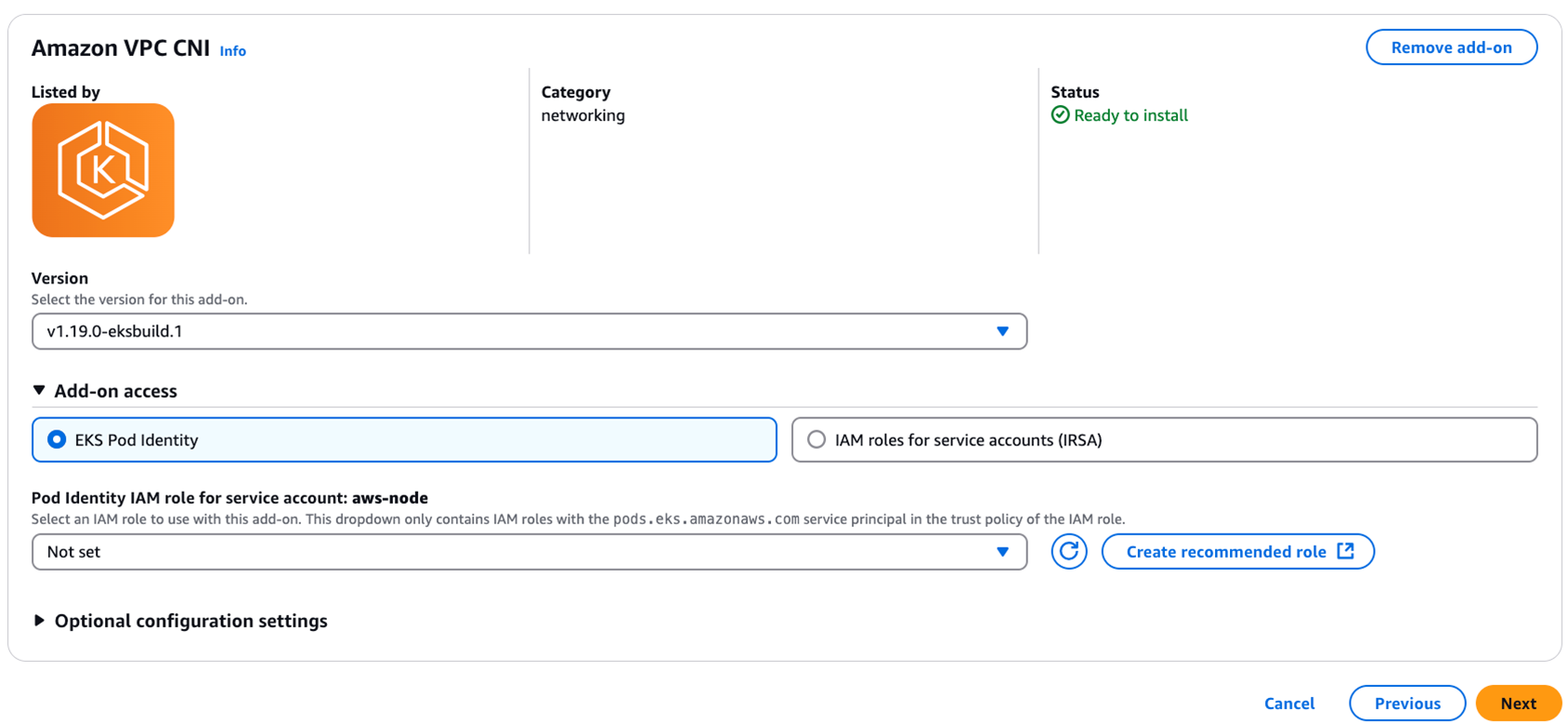 Figure 2: Configuring EKS Pod Identity for Add-ons