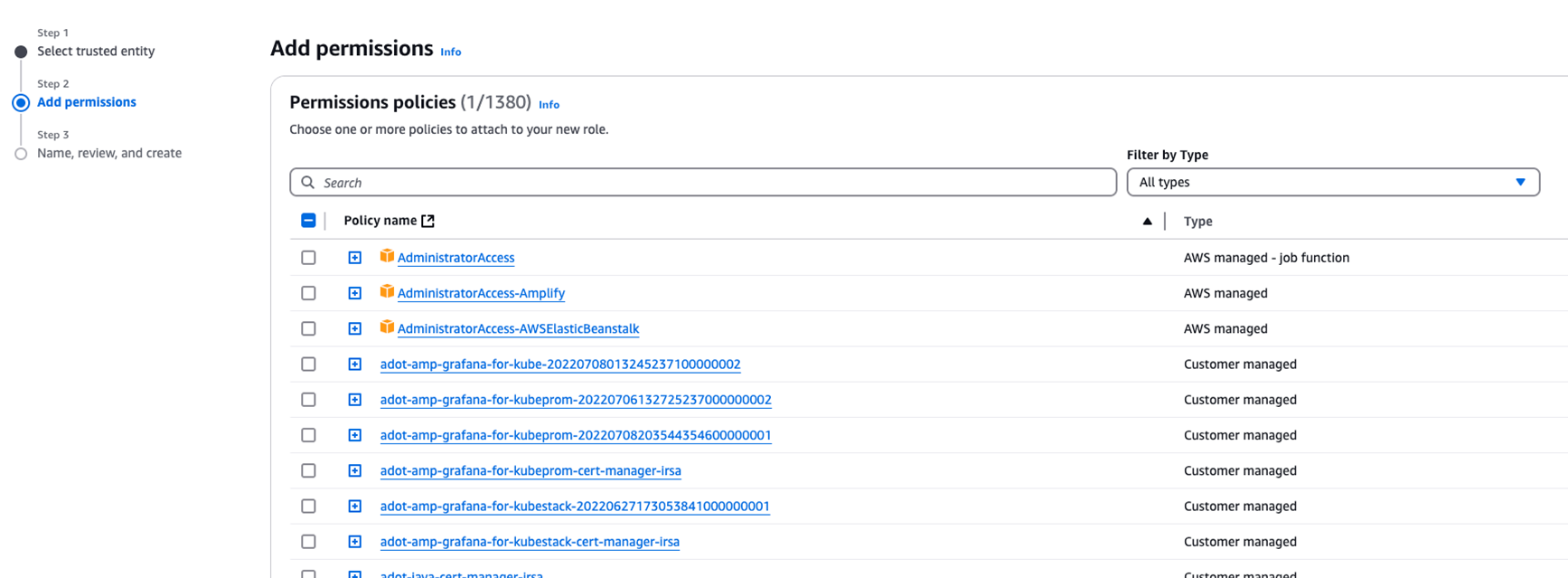 Figure 4: Adding permissions to the role 