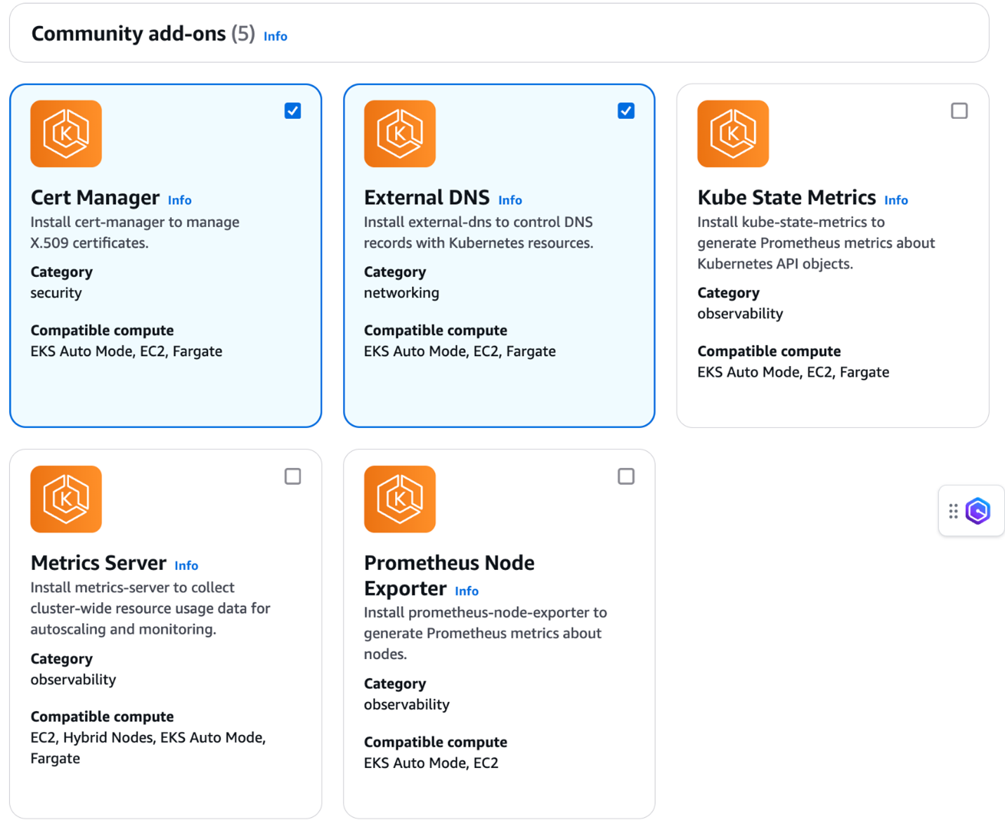 Figure 3: Selecting add-ons to be installed 