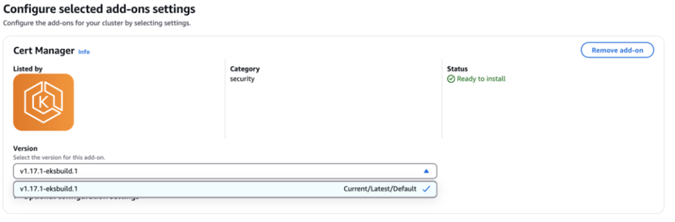 Figure 4: Choosing the correct version of the add-ons