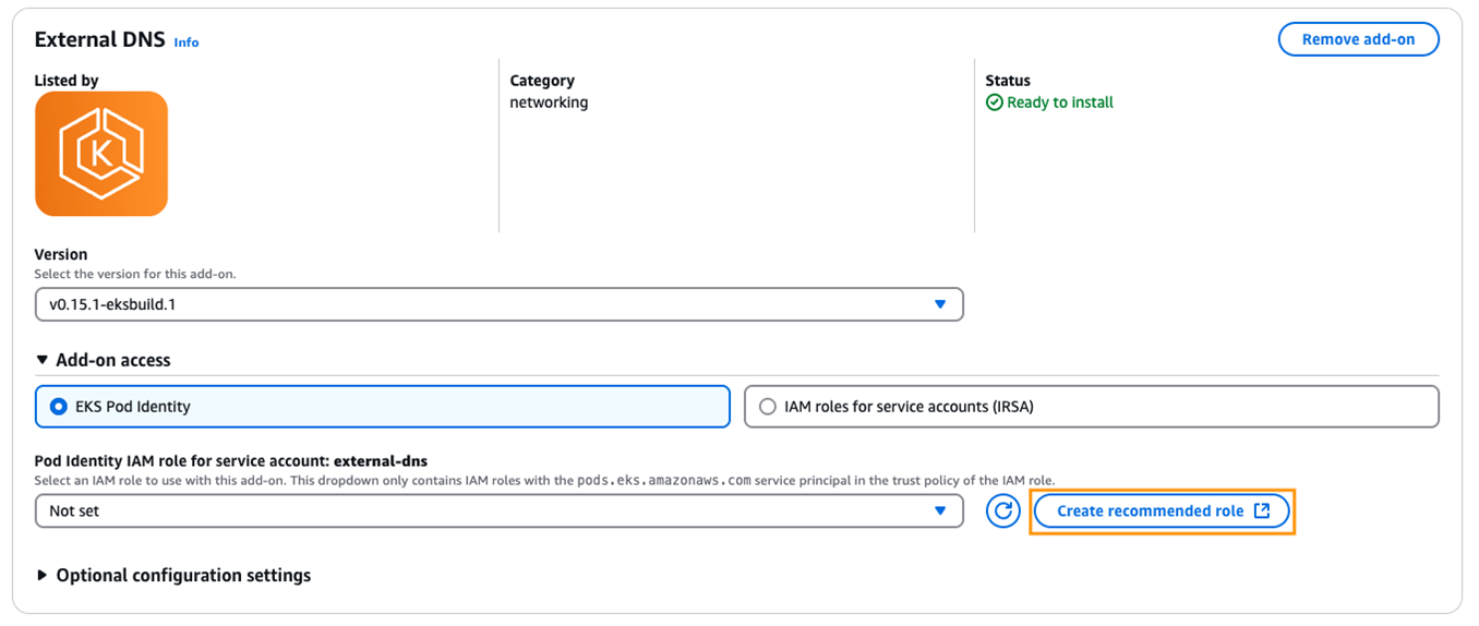Figure 5: Configuring access to the add-ons