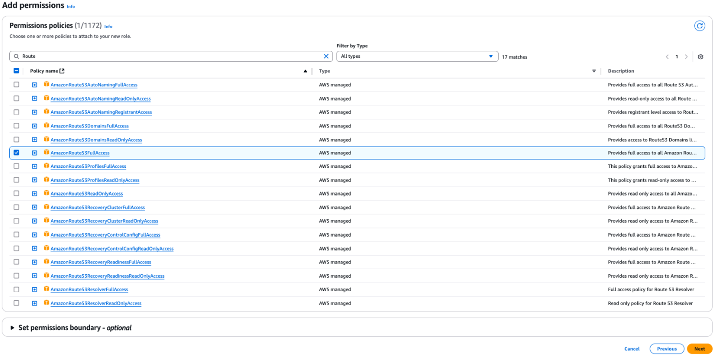 Figure 7: Assigning necessary permissions