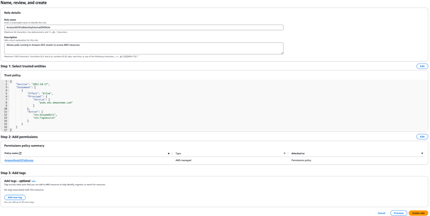 Figure 8: Name, review and create the role