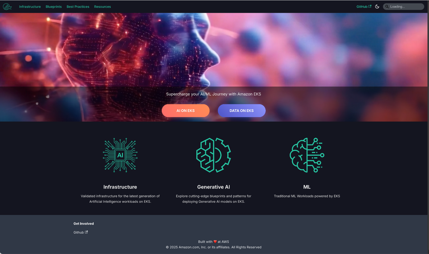 Figure 1: AI on EKS website