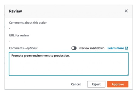 Figure 10: Manual approval stage in CodePipeline for DNS switching