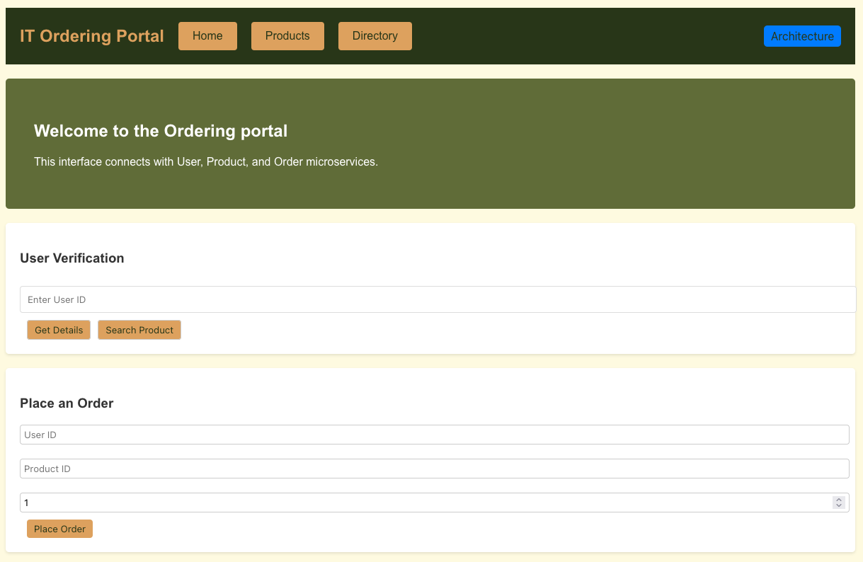 User interface of sample application in the browser