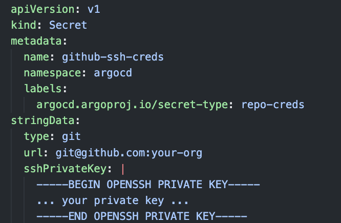 “Figure 5: Git repository secret example with ssh private key”