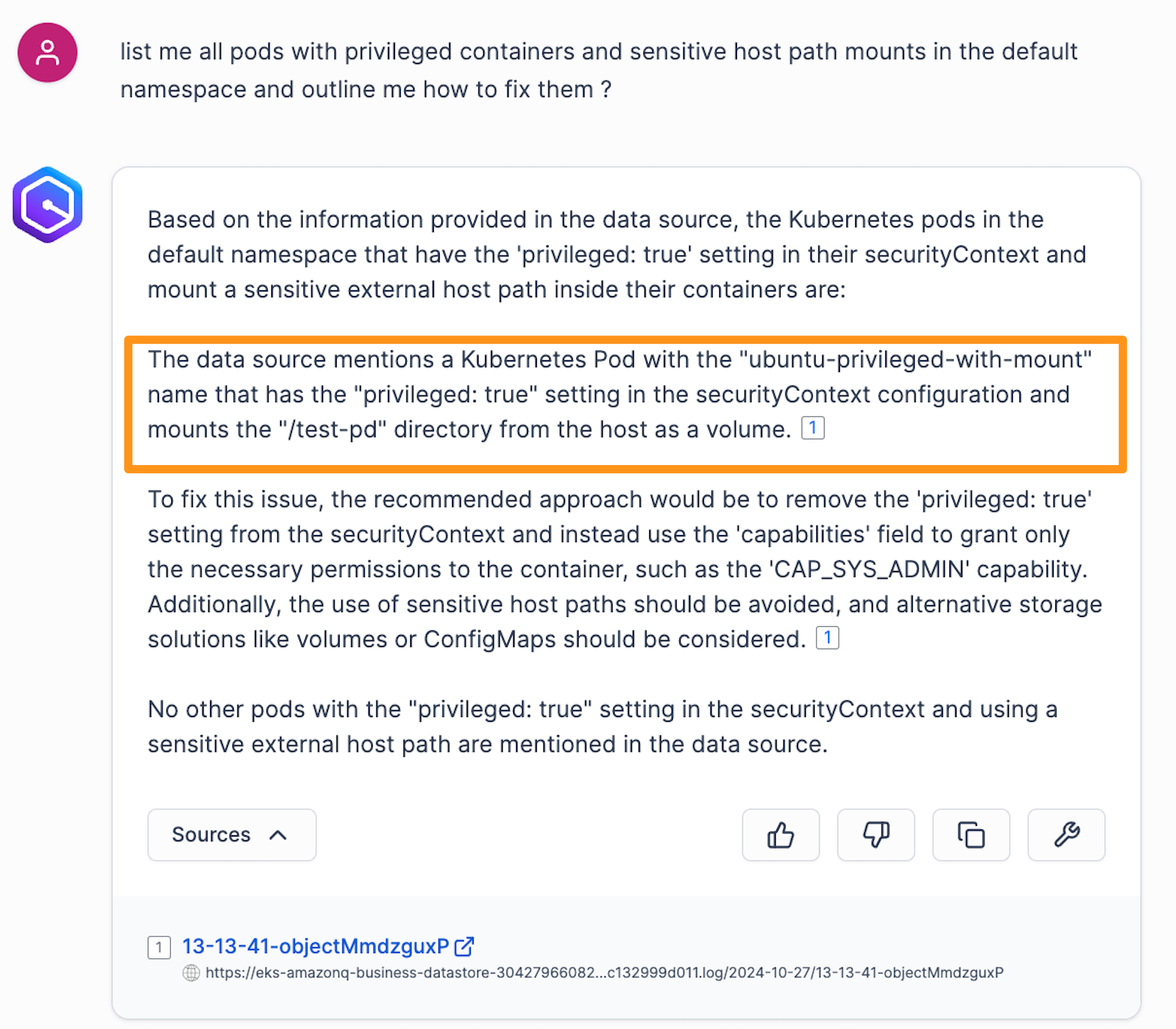 Figure 12: Pods SecurityContext remediation