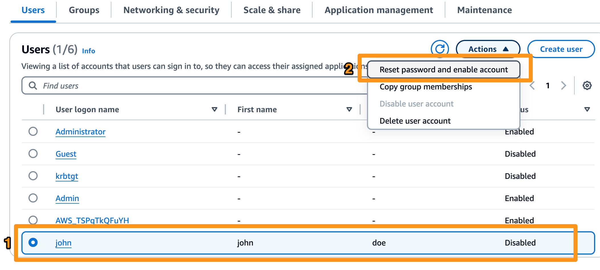Figure 5: User creation in AD