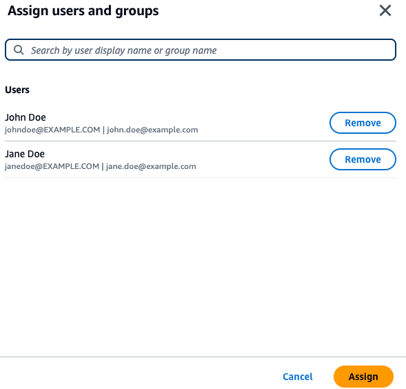 Figure 7: Assign users to Amazon Q Business